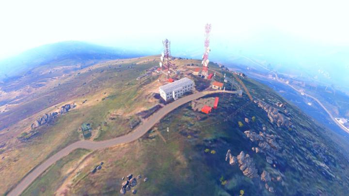 An overhead shot of the Radio Tower