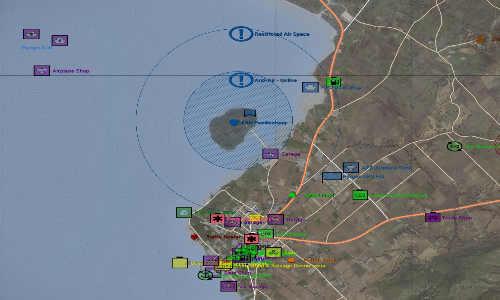 A picture that shows where the jail is located in relation to the City of Pyrgos.