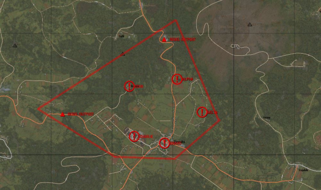 The Sugarville conquest map.